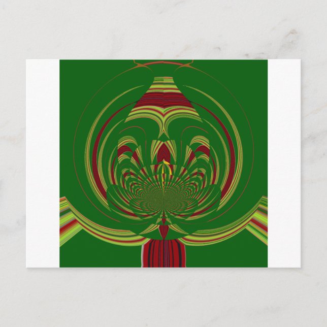 African Ethnic Green Floral Motif Pattern Design Postcard (Front)