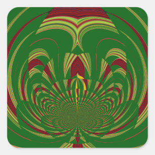 African Ethnic Green Floral Motif Pattern Design Square Sticker