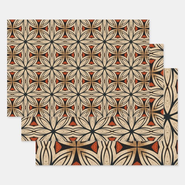 African Ethnic Inspired Pattern No1 Wrapping Paper Sheet (Set)