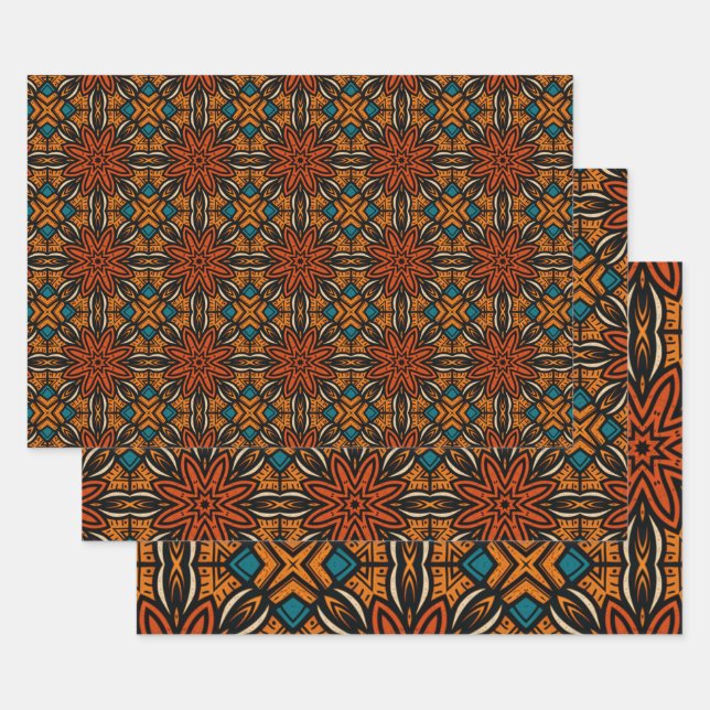 African Ethnic Inspired Pattern No7 Wrapping Paper Sheet (Set)