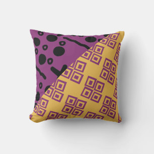 African Ethnic Orange Purple Pattern Mix Throw Pillow