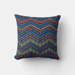 African ethnic pattern funky colors throw pillow