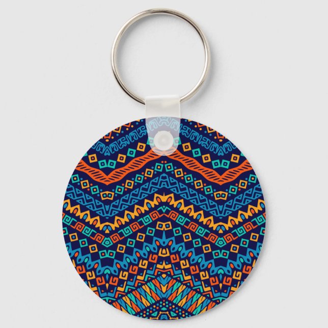 African ethnic pattern funky colours keychain (Front)