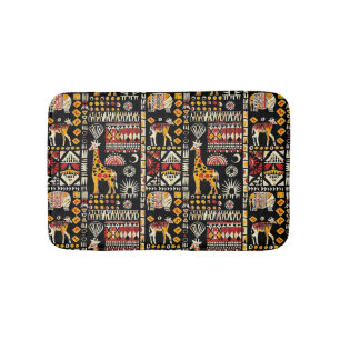 African ethnic traditional ornament, tribal patter bath mat