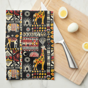 African ethnic traditional ornament, tribal patter kitchen towel