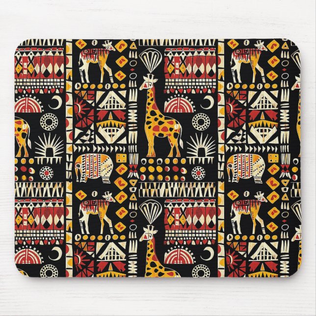 African ethnic traditional ornament, tribal patter mouse pad (Front)