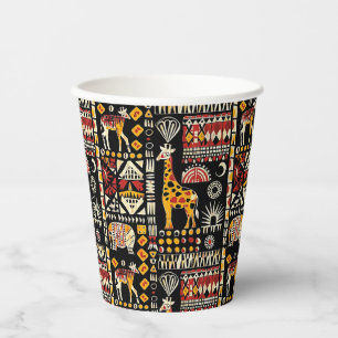 African ethnic traditional ornament, tribal patter paper cups
