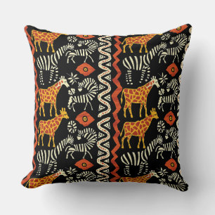 African ethnic traditional ornament, tribal patter throw pillow