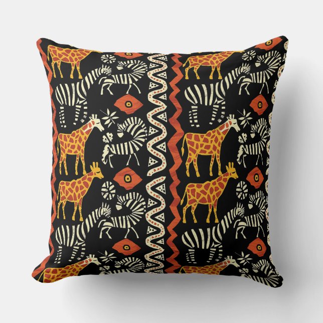 African ethnic traditional ornament, tribal patter throw pillow (Front)