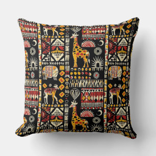 African ethnic traditional ornament, tribal patter throw pillow