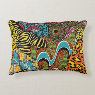 African Fabric: Wild Animal Patchwork. Accent Pillow