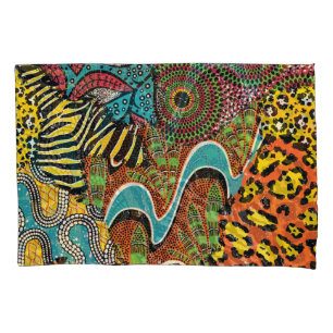 African Fabric: Wild Animal Patchwork. Pillowcase