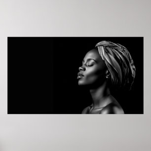 African face black and white composition  poster