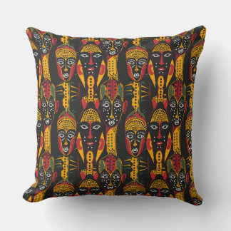 African Faces Throw Pillow