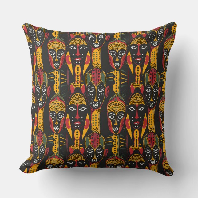 African Faces Throw Pillow (Front)