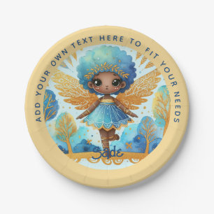 African Fairy Birthday Teal Gold Pink Princess Paper Plate