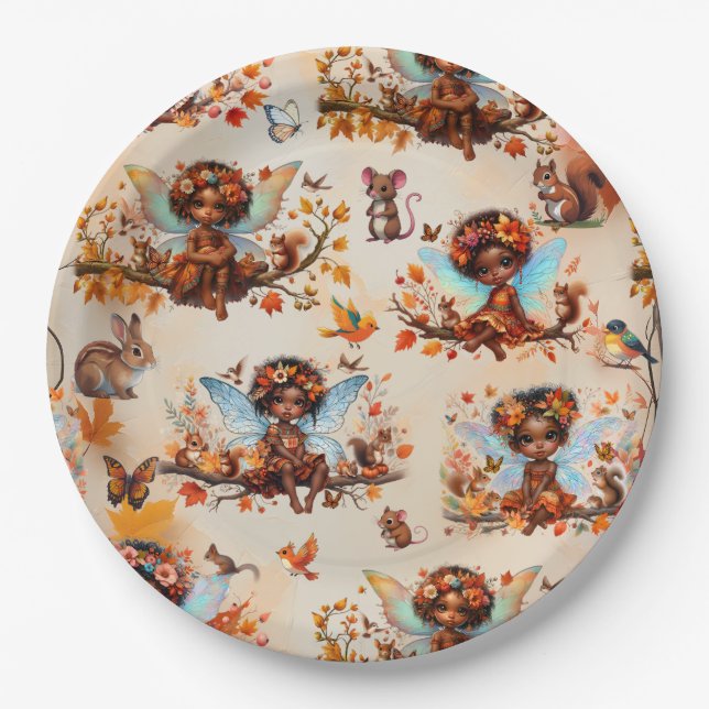 African Fairy Enchanted Forest Birthday Party Paper Plate (Front)
