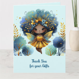 African Fairy Thank You Teal Gold Pink Princess Card