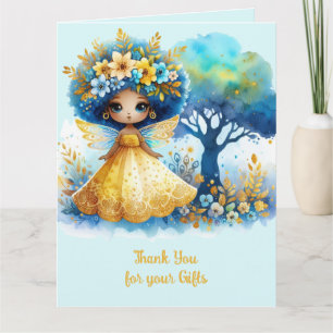 African Fairy Thank You Teal Gold Pink Princess Card