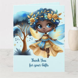 African Fairy Thank You Teal Gold Pink Princess Card