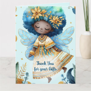African Fairy Thank You Teal Gold Pink Princess Card