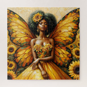 African Fairy With Sunflowers Jigsaw Puzzle