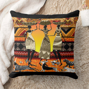 African Feast Throw Pillow