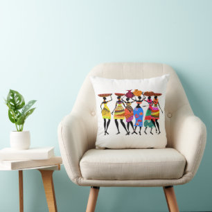 African Feast Throw Pillow