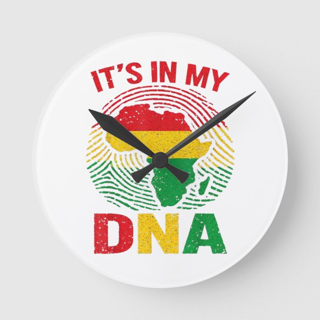  African Fingerprint Black History Round Clock (Front)