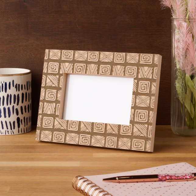 African Folk Art - Seamless Shapes Pattern 3 Etched Frames (Left)