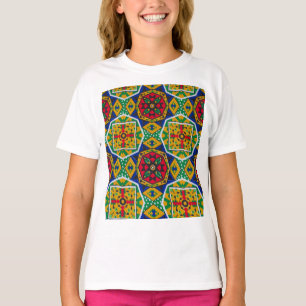 African Geometric Mosaic Ankole Style Textile Prin T-Shirt