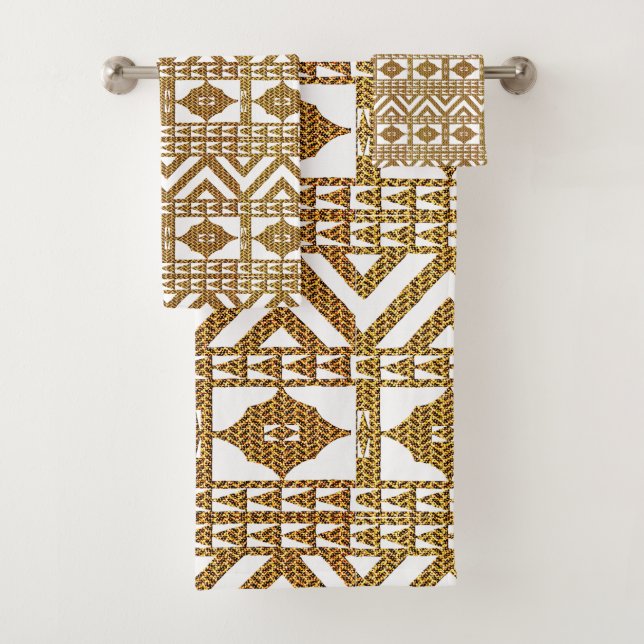 African Geometric Motif  Bath Towel Set (Insitu)
