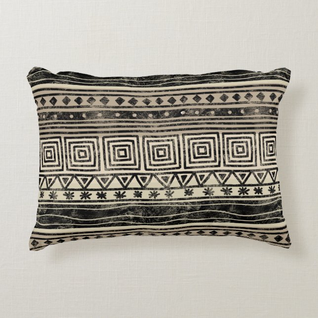 African Geometric Pattern Accent Pillow (Front)