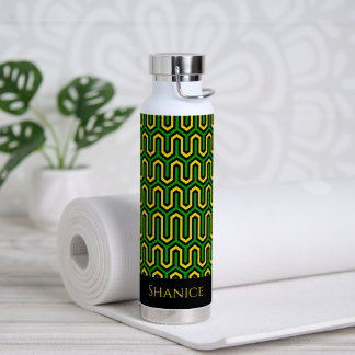 African Geometric Print Jamaican Pattern Water Bottle