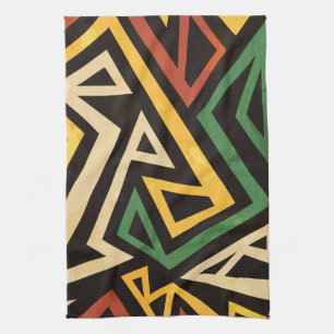 African Geometric Tribal Pattern Kitchen Towel