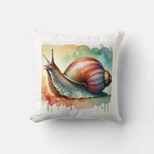 African giant snail 211024AREF145 - Watercolor Throw Pillow
