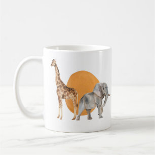 African Giraffe and Elephant  Coffee Mug