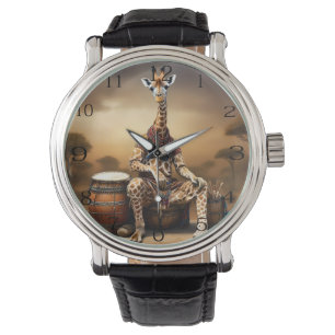 African Giraffe Bongo Drum Player, Watch