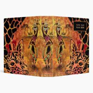 African Girl and Giraffe - Friends - Art Drawing - Binder