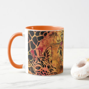 African Girl and Giraffe Friends Mug - Painting