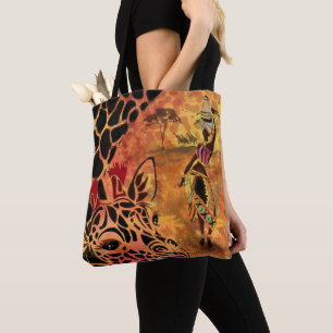 African Girl and Giraffe Tote Bag