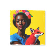 African girl & fox Portrait