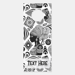African Girl Portrait Tribal Tattoo Door Hanger