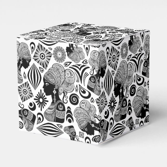 African Girl Portrait Tribal Tattoo Favor Box (Front Side)