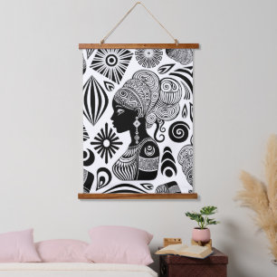 African Girl Portrait Tribal Tattoo Hanging Tapestry
