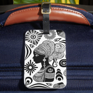 African Girl Portrait Tribal Tattoo Luggage Tag