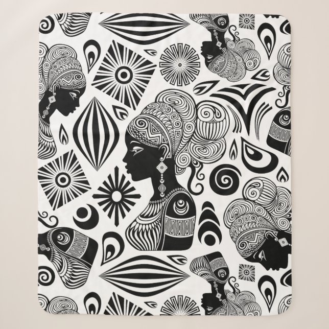 African Girl Portrait Tribal Tattoo Sherpa Blanket (Front)