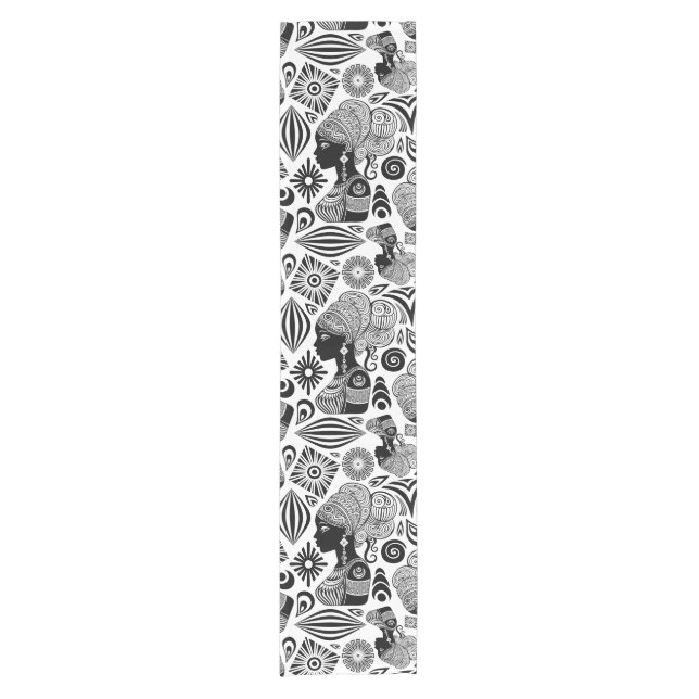 African Girl Portrait Tribal Tattoo Short Table Runner (Front)