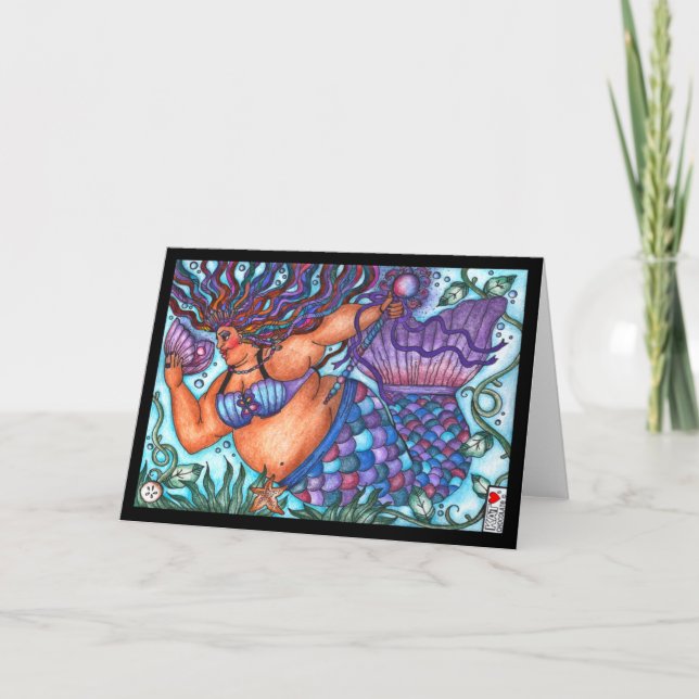 African Goddess Fat Mermaid Greeting Card (Front)