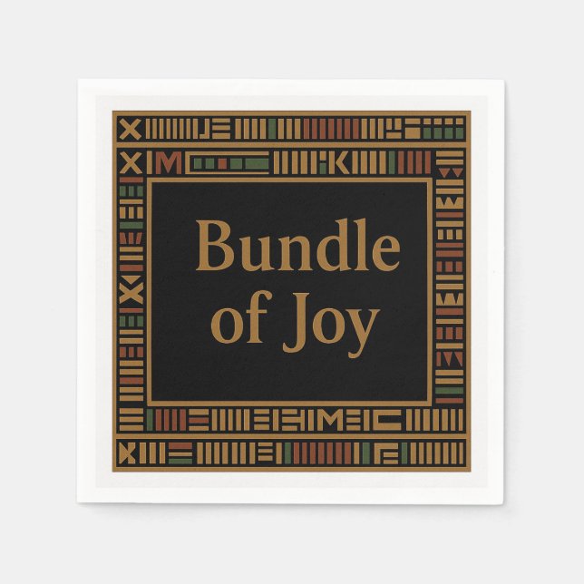 African Gold Kente Baby Shower Napkin (Front)